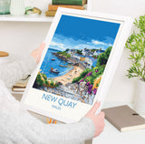 New Quay Travel Poster Wall Art, New Quay Travel Print, Wales, Ceredigion Welsh Art Gift, Wall Art Print NQ Media Designs