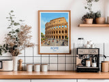 Rome Colosseum Travel Poster, Rome Italy Wall Art, Ancient Roman Architecture Print, Historic Landmark Illustration, Europe Decor, Rome Gift