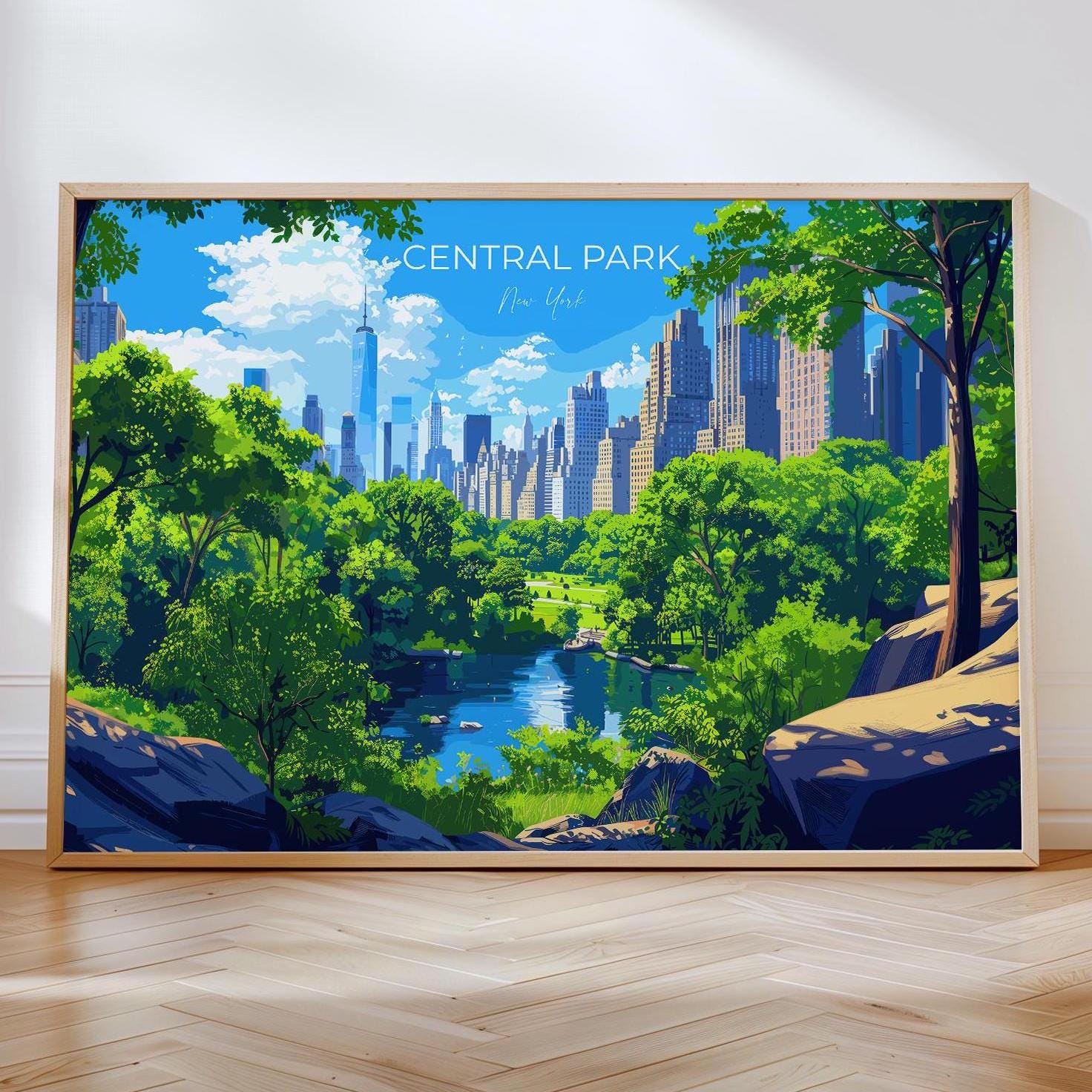 Central Park New York Landscape Travel Print Wall Art, Travel Poster of Central Park, New York Art Lovers Gift, New York, USA Travel Art NQ Media Designs