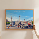 Trafalgar Square Landscape London Travel Print, London Wall Art Poster, Nelson’s Column Illustration,UK City Decor, Landmark Gift NQ Media Designs