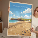 Saltburn by the Sea Travel Poster, Travel Print of Saltburn by the Sea, Yorkshire Gift, England, North Yorkshire Art, Saltburn Wall Art Gift NQ Media Designs
