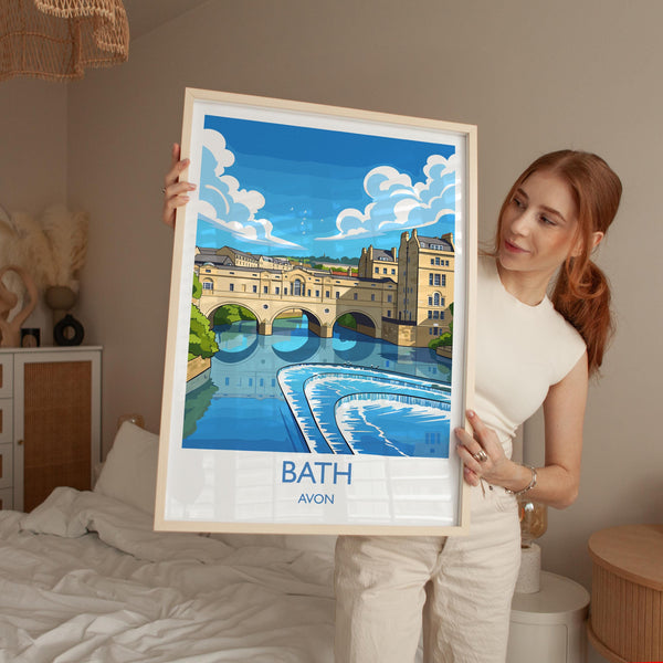Bath Travel Print, Travel Poster of Bath, England, Cotswolds Art, Bath Gift, Avon Wall Art Print