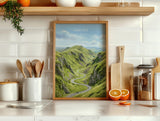 Mam Tor Travel Print, Peak District Wall Art, Derbyshire Landscape Poster, Great Ridge Illustration, UK Nature Decor, Peak District Gift