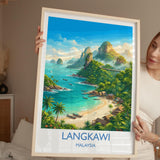 Langkawi Malaysia Travel Poster, Tropical Island Wall Art, Langkawi Beach Print, Malaysia Travel Poster, Asian Paradise Illustration