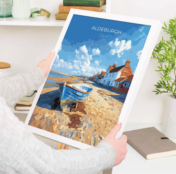Aldeburgh Travel Poster, Travel Print of Aldeburgh, Aldeburgh Art Lovers Gift, Suffolk Coast Wall Art