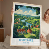 Berkshire Travel Poster Wall Art, Berkshire Travel Print, English Countryside Art Gift, Wall Art Print NQ Media Designs