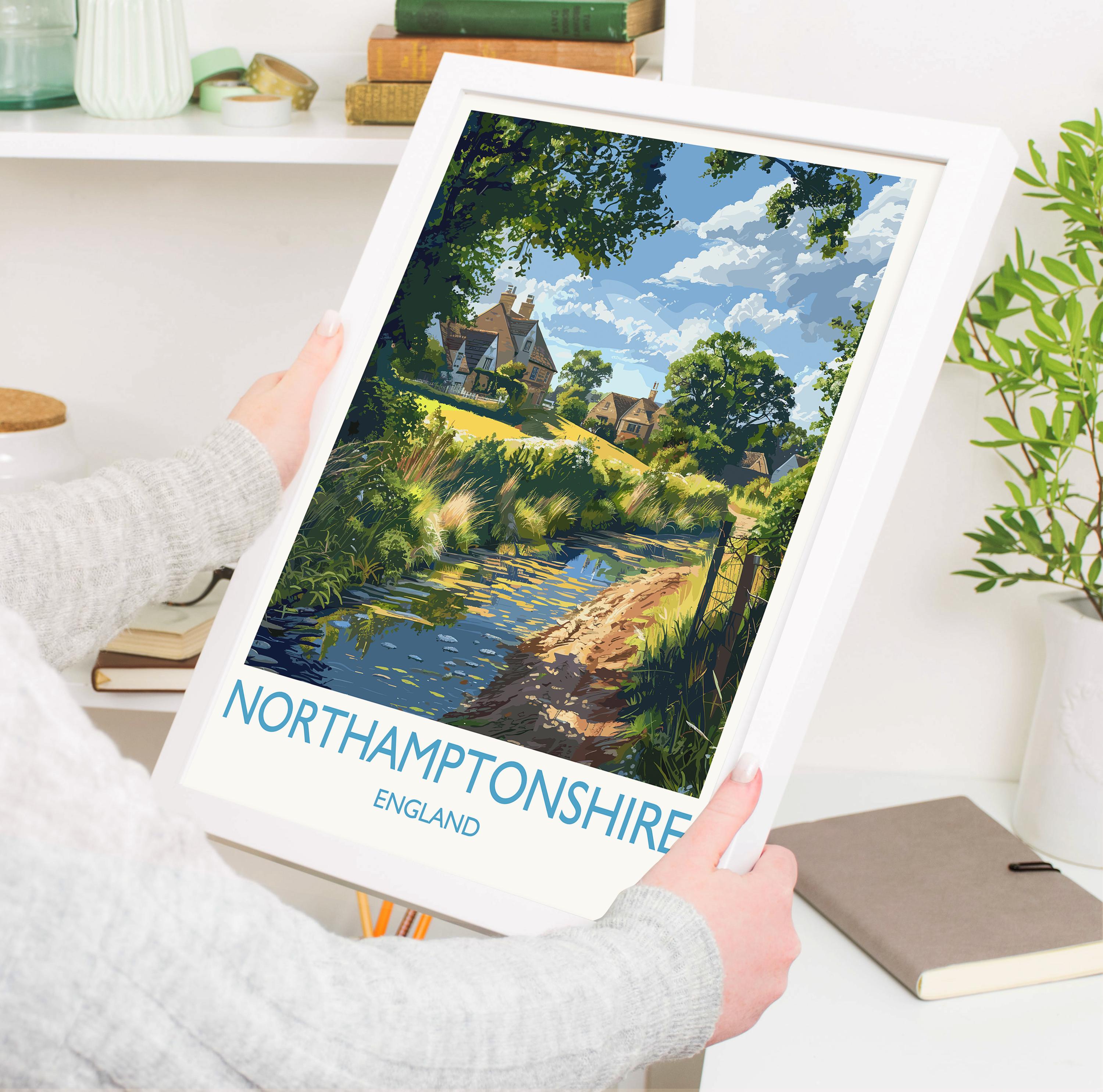 Northamptonshire Print Wall Art, Travel Poster of Northamptonshire, England, Northamptonshire Art Lovers Gift, England Wall Art Print NQ Media Designs