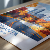 Atlanta Travel Print, Travel Poster of Atlanta, Georgia, Atlanta City Art Lovers Gift, USA Gift, Wall Art Print NQ Media Designs