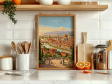 Florence Italy Travel Print, Piazzale Michelangelo View, Florence Skyline Wall Art, Duomo Poster, Tuscany Vintage Travel Poster