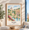 Rome Italy Watercolour Print, Colosseum Wall Art, St Peter's Basilica Poster, Tiber River Print, Italian Coordinates Print