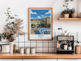 Bath Travel Print, Travel Poster of Bath, England, Cotswolds Art, Bath Gift, Avon Wall Art Print NQ Media Designs