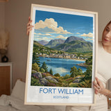 Fort William Scotland Print, Ben Nevis Wall Art with Border, Scottish Highlands Poster, Loch Linnhe Print, Fort William Gift