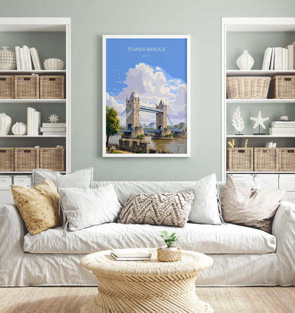 Tower Bridge Travel Poster, Travel Print of Tower Bridge, London Poster, Tower Bridge Gift, London City Art, London Art UK Travel Gift