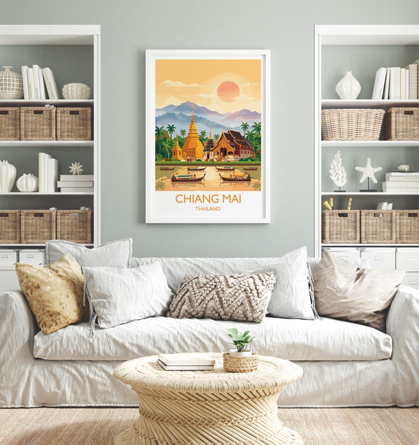 Chiang Mai Travel Print, Travel Poster of Chiang Mai, Thailand, Chiang Mai Art Lovers Gift, Wall Art Print