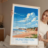 Hunstanton Beach Travel Print, Travel Poster of Hunstanton Beach, Norfolk, England, Norfolk Art, Norfolk Gift, Wall Art Print NQ Media Designs
