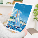 Cowes Travel Poster Wall Art, Travel Print of Cowes, Cowes Art Lovers Gift, Sailing Art, Isle of Wight Gift, NQ Media Designs