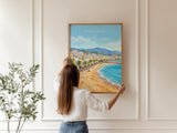 Fuengirola Spain Travel Print, Costa del Sol Beach Wall Art, Seaside Promenade Poster, Spanish Coastal Illustration, Holiday Decor