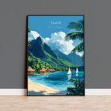 Tahiti Travel Print Wall Art, Travel Poster of Tahiti, French Polynesia, South Pacific Islands Art Lovers Gift NQ Media Designs