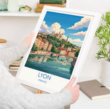 Lyon France Print, Fourvière Wall Art with Border, Vieux Lyon Poster, France Travel Print, Lyon Gift Print