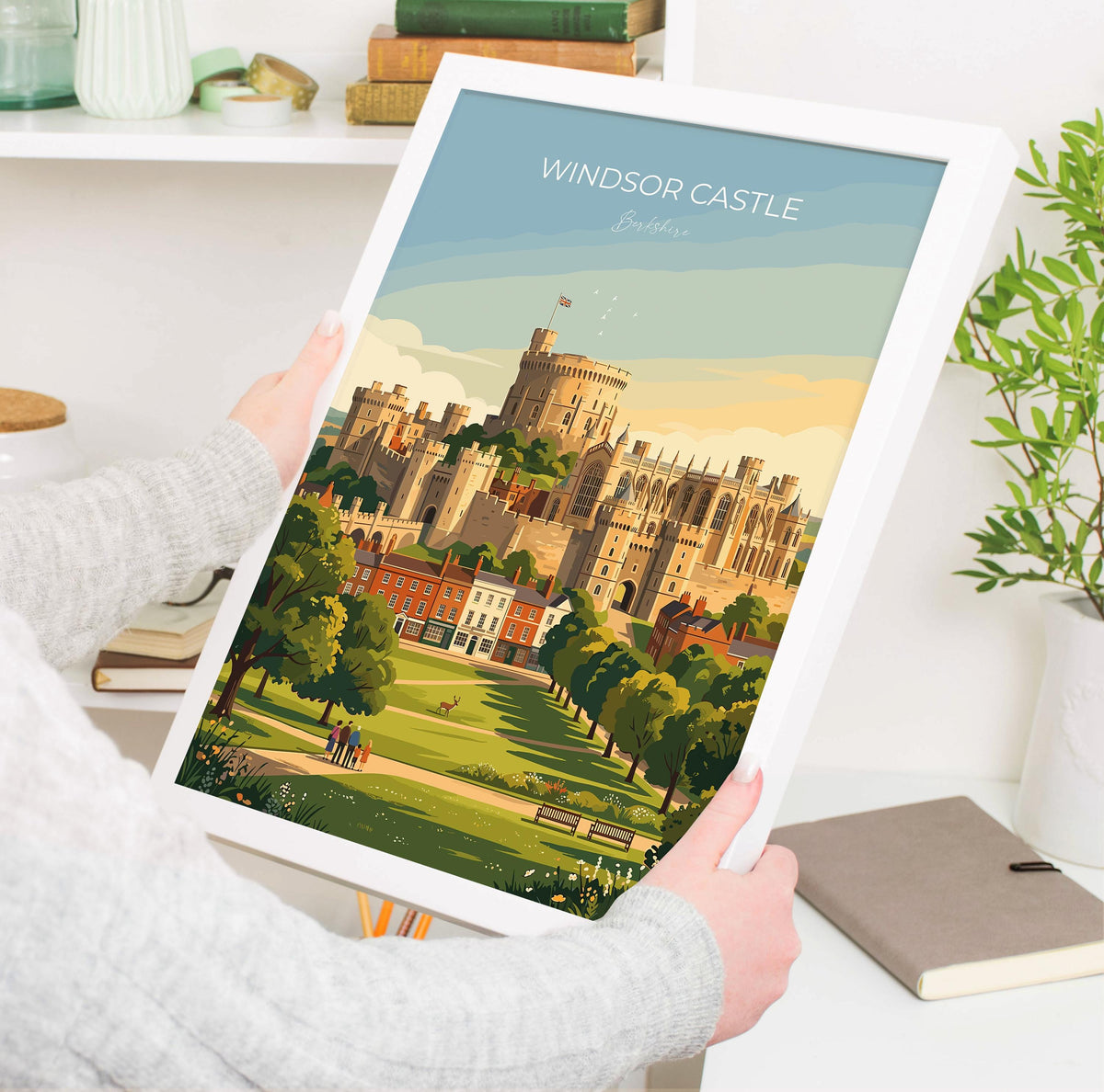 Windsor Castle Poster, Berkshire Wall Art, Royal Castle Print, English Travel Poster, Windsor Gift