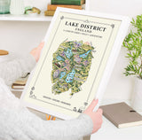 Lake District Illustrated Map Print, England Wall Art, Cumbria Map Poster, Framed or Canvas Print, Lake District Gift