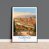 Florence Italy Travel Poster, Piazzale Michelangelo View, Florence Skyline Wall Art, Duomo Print, Tuscany Vintage Travel Poster