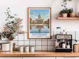 Nottingham Travel Poster, Exchange Building Wall Art, Old Market Square Print, Nottingham City Illustration, UK City Decor, Nottingham Gift