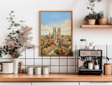Beverley Minster Travel Poster, Beverley Yorkshire Wall Art, Historic Market Town Print, Gothic Cathedral Illustration, Beverley Gift