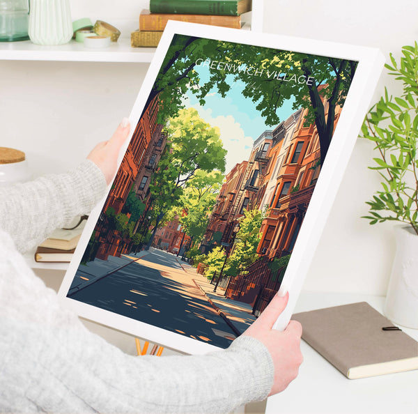 Greenwich Village New York Travel Poster Wall Art, Travel Print of Greenwich Village, New York Art Lovers Gift, USA Art Gift