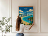 Busan Travel Poster, South Korea Wall Art, Haeundae Beach Print, Coastal Skyline Poster, Busan Gift