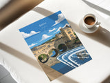 Bath Travel Print, Travel Poster of Bath, England, Cotswolds Art, English City Gift, Avon Wall Art Print NQ Media Designs