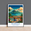 Nicaragua Travel Print, Granada Cathedral Wall Art with Border, Ometepe Volcano Poster, Lake Nicaragua Print, Central America Travel Print