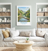 Dovedale Stepping Stones Travel Poster, Peak District Wall Art, Derbyshire Landscape Print, River Dove Illustration, UK Nature Decor