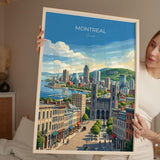 Montreal Canada Travel Print, Montreal Skyline Wall Art, Old Montreal Poster, Mount Royal Illustration, Quebec City Travel Decor