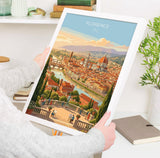 Florence Italy Travel Print, Piazzale Michelangelo View, Florence Skyline Wall Art, Duomo Poster, Tuscany Vintage Travel Poster