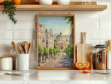 Bucharest Travel Print, Romanian Athenaeum Wall Art, Bucharest City Poster, Historic Architecture Illustration, Europe Decor, Romania Gift