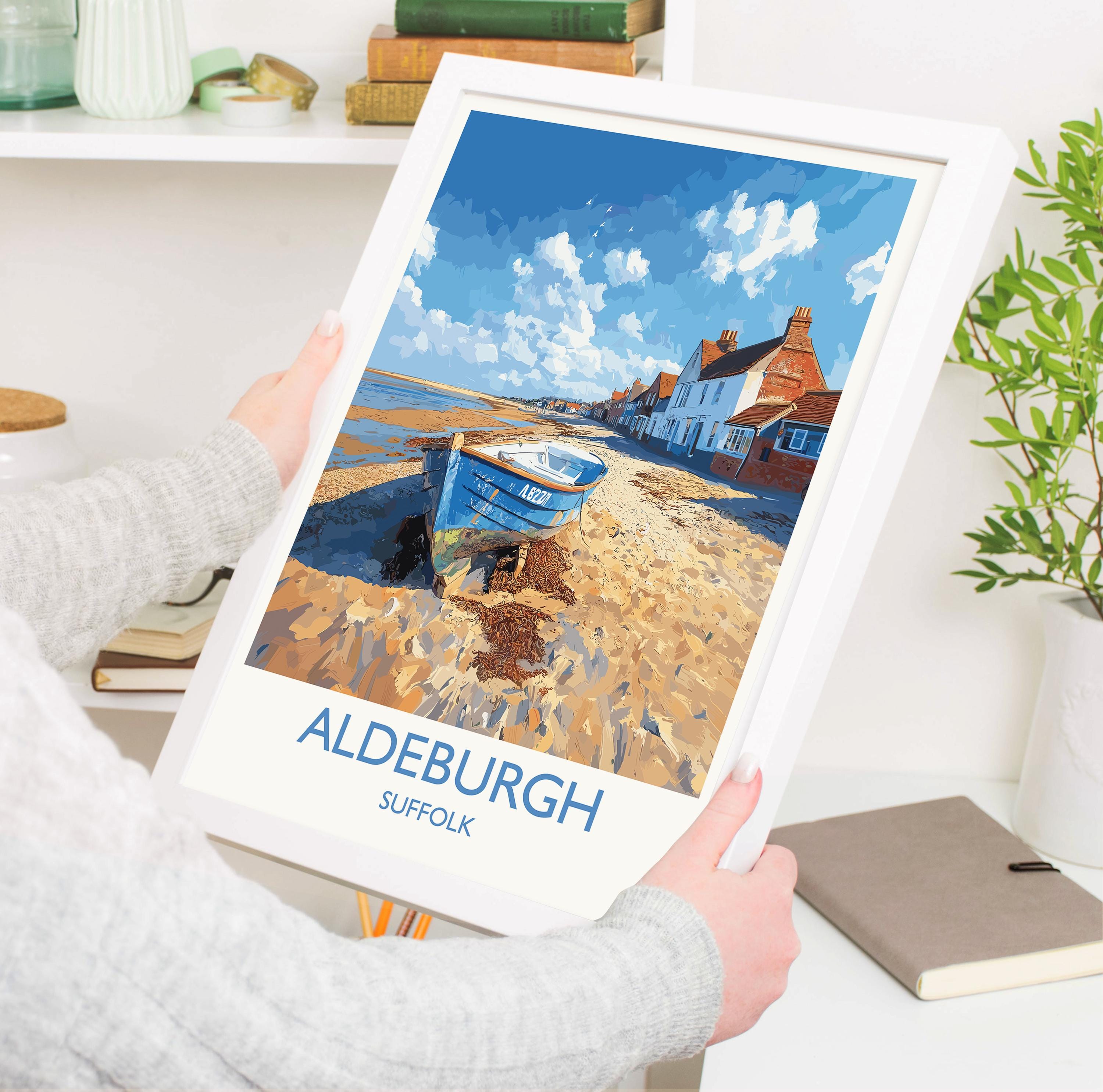 Aldeburgh Travel Print, Travel Poster of Aldeburgh, Aldeburgh Art Lovers Gift, Suffolk Coast Wall Art NQ Media Designs