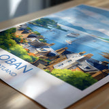 Oban Wall Art Print – Scenic Scotland Travel Poster, Harbour & Coastal Illustration, Gift for Travel Lovers NQ Media Designs