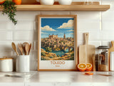 Toledo Spain Print, Toledo Cathedral Wall Art with Border, Alcazar Poster, Spain Travel Print, Toledo Gift Print