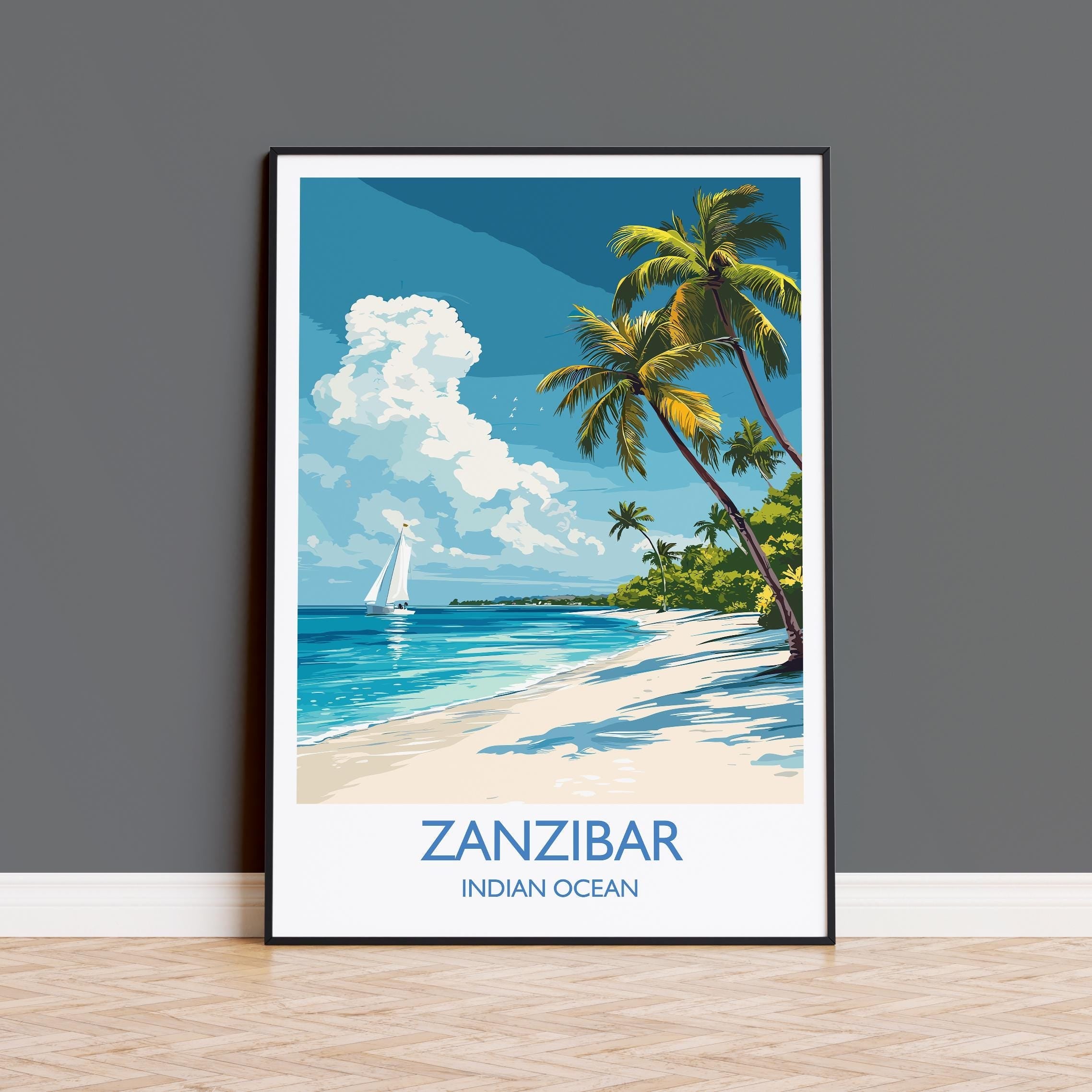 Zanzibar Travel Print, Travel Poster of Zanzibar, Indian Ocean Island Art, Zanzibar Wall Art Gift, NQ Media Designs