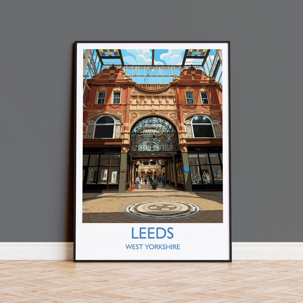 Leeds Travel Wall Art Print, Travel Poster of Leeds,West Yorkshire Wall Print, English City Art Gift