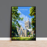 Wimborne Travel Poster, Travel Poster of Wimborne, England, Wimborne Minster, Dorset Coast Art, Dorset Gift, Wall Art Print NQ Media Designs