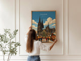 Cologne Christmas Market Travel Poster | Rhineland, Germany Wall Art