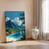 Tahiti Travel Print Wall Art, Travel Poster of Tahiti, French Polynesia, South Pacific Islands Art Lovers Gift NQ Media Designs