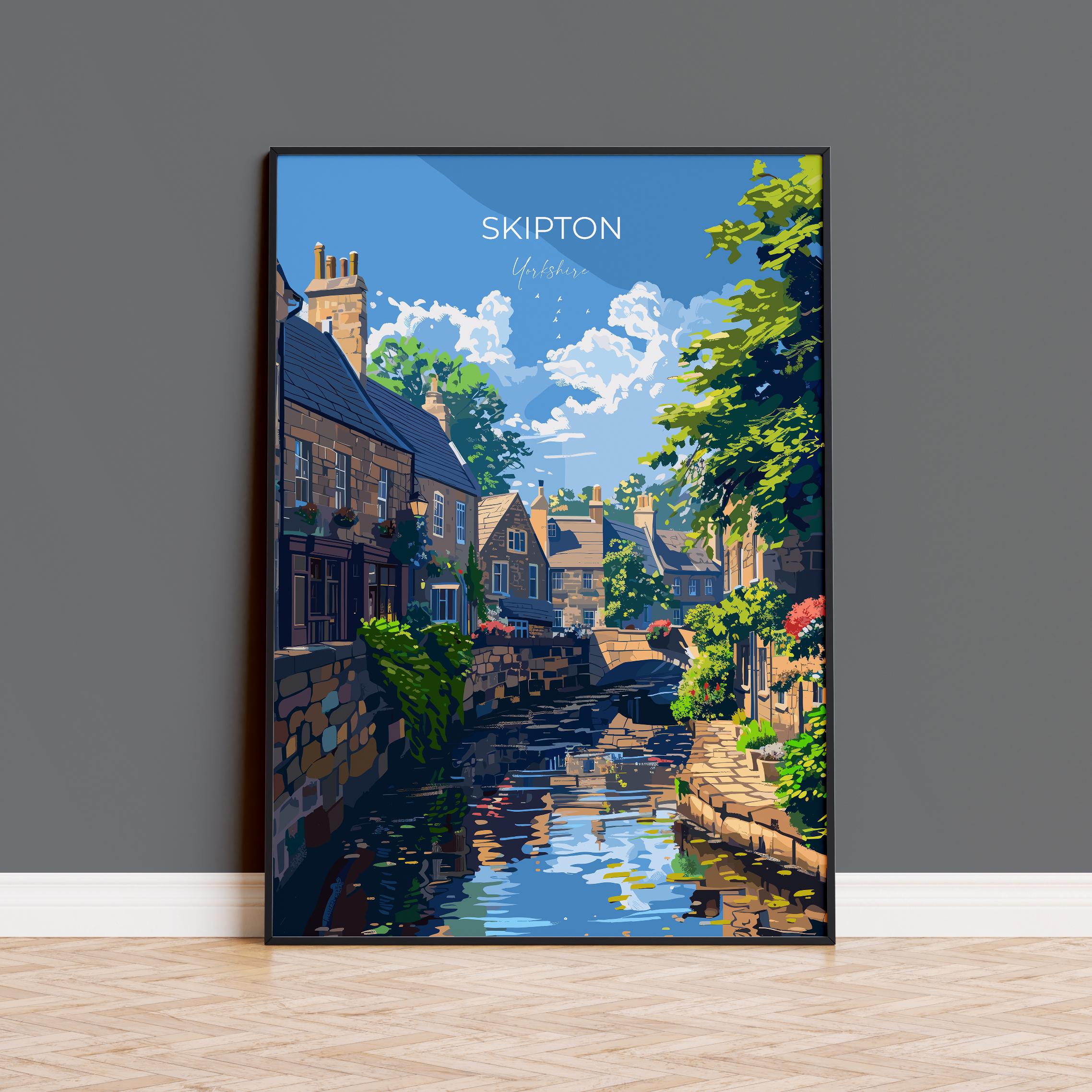 Skipton Travel Poster Wall Art, Travel Print of Skipton, Skipton Art Print, North Yorkshire Wall Print, Yorkshire Art Lovers Gift NQ Media Designs