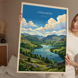Grasmere Poster, Lake District Wall Art, Cumbria Print, England Travel Poster, Grasmere Gift