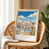 Toledo Spain Print, Toledo Cathedral Wall Art with Border, Alcazar Poster, Spain Travel Print, Toledo Gift Print
