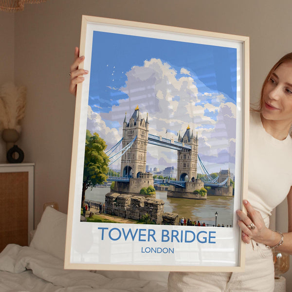 Tower Bridge Travel Print, Travel Poster of Tower Bridge, London Poster, Tower Bridge Gift, London City Art, London Art UK Travel Gift