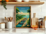 Panama Travel Poster, Panama Canal Wall Art, Panama City Skyline Print, Canal & Rainforest Poster, Central America Travel Poster