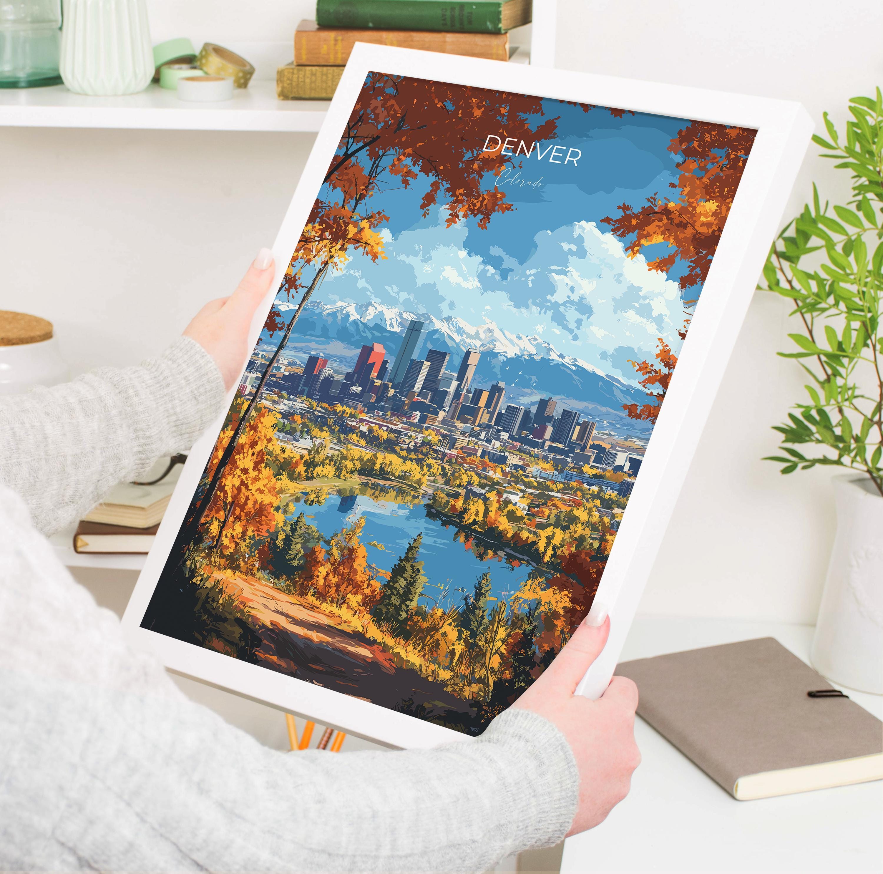 Denver Travel Print Wall Art, Travel Poster of Denver, Colorado, USA, Denver Art Lovers Gift NQ Media Designs